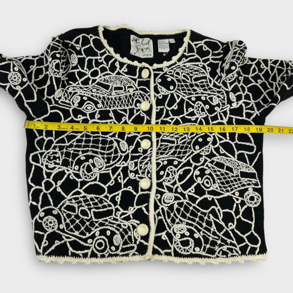 Michael Simon Vintage Car Embroidered Cardigan Sweater - Picture 6 of 6